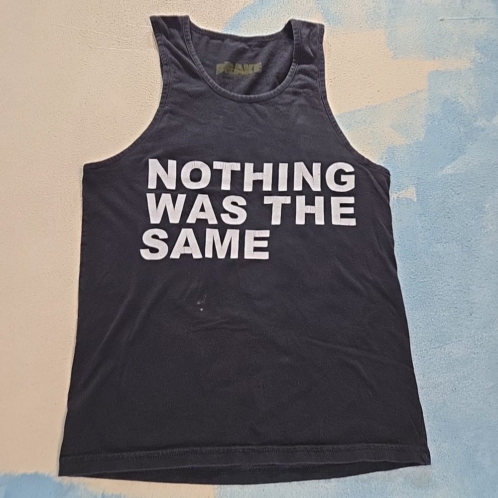 DRAKE Nothing Was The Same  Mens Size Small Black Tank Top Graphic Rap Tee Stain